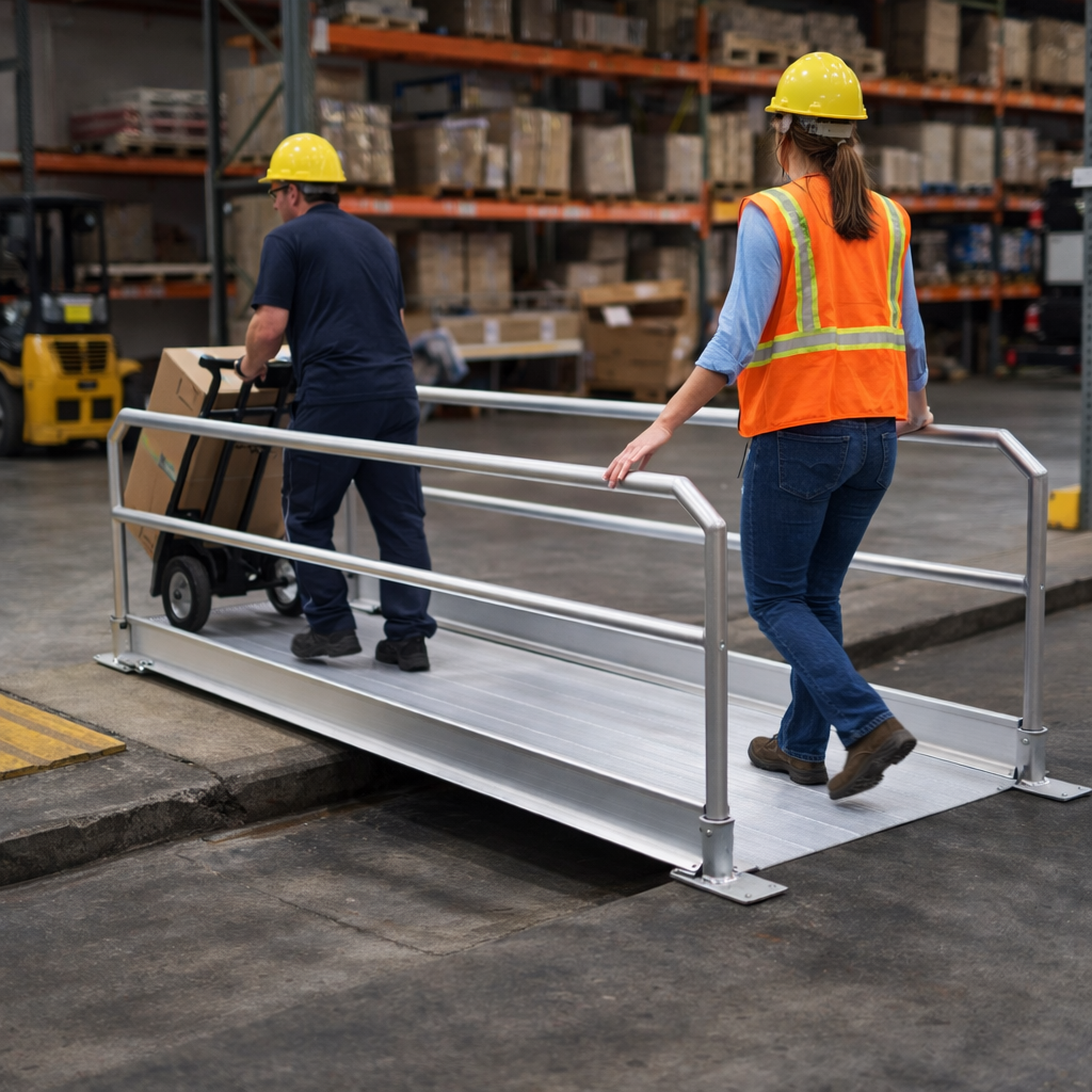 Pedestrian Ramps with Handrails – 1990mm x 1000mm – Non-Slip – Public & Private Access