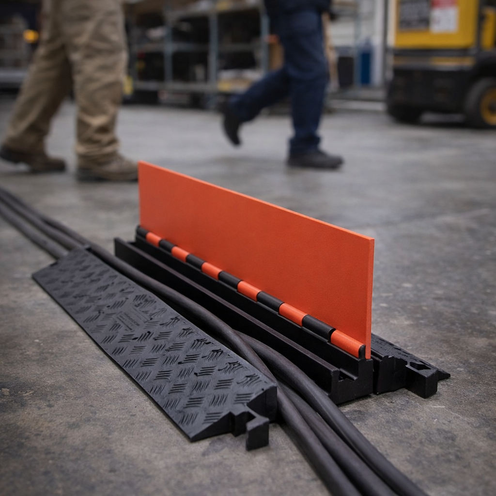 3-Channel Cable Protector – Orange/Black – Heavy Duty – Commercial Use