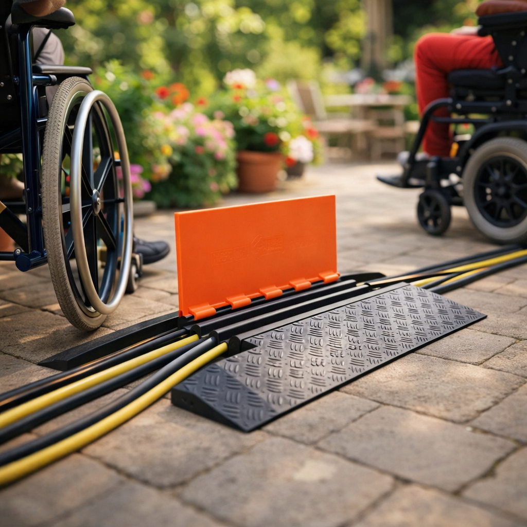 5-Channel Cable Protector – Orange/Black – Heavy Duty – Wheelchair Access