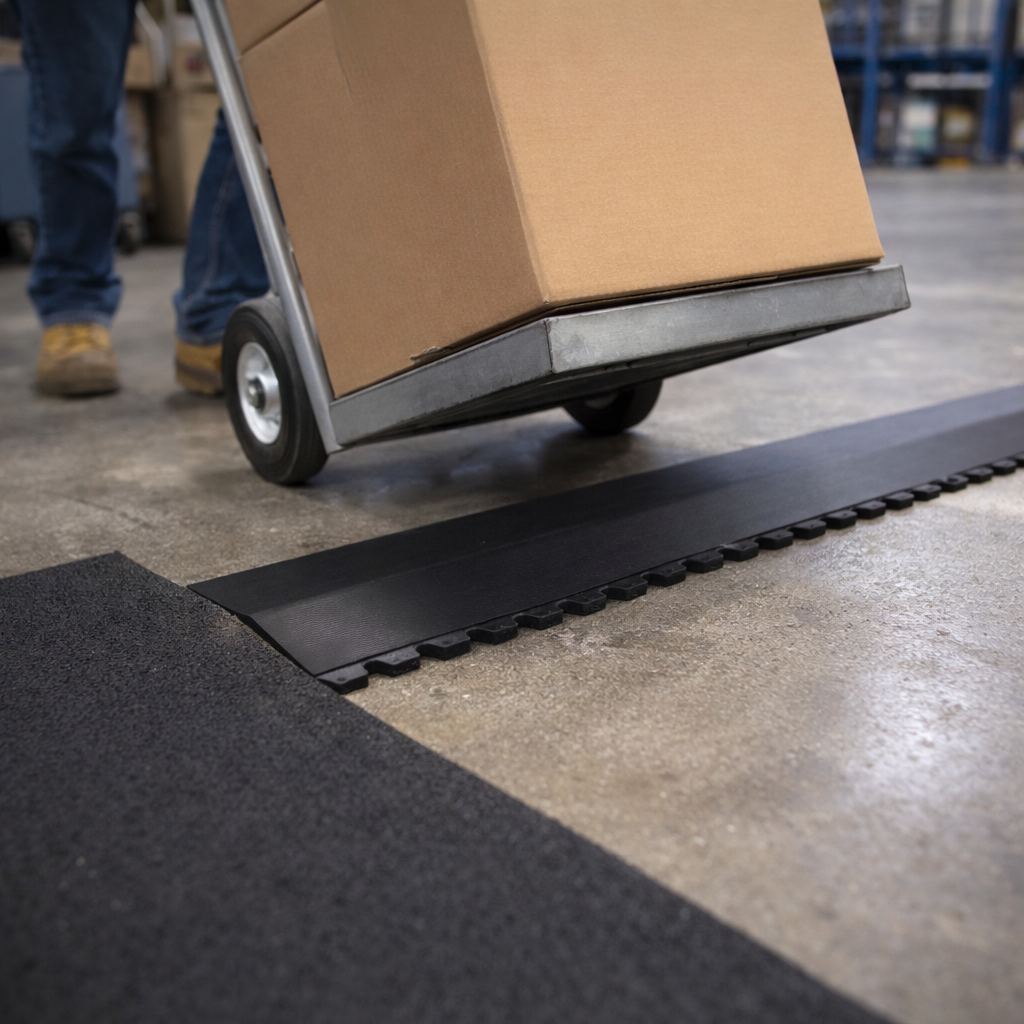 Interlocking Ramp System – 91cm Black – Nitrile, Anti-Fatigue – Modular Flooring