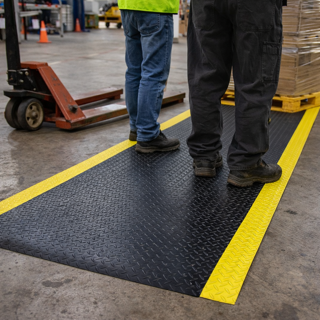 Anti-Fatigue Mat – Black & Yellow – 14mm Thick – Industrial Use