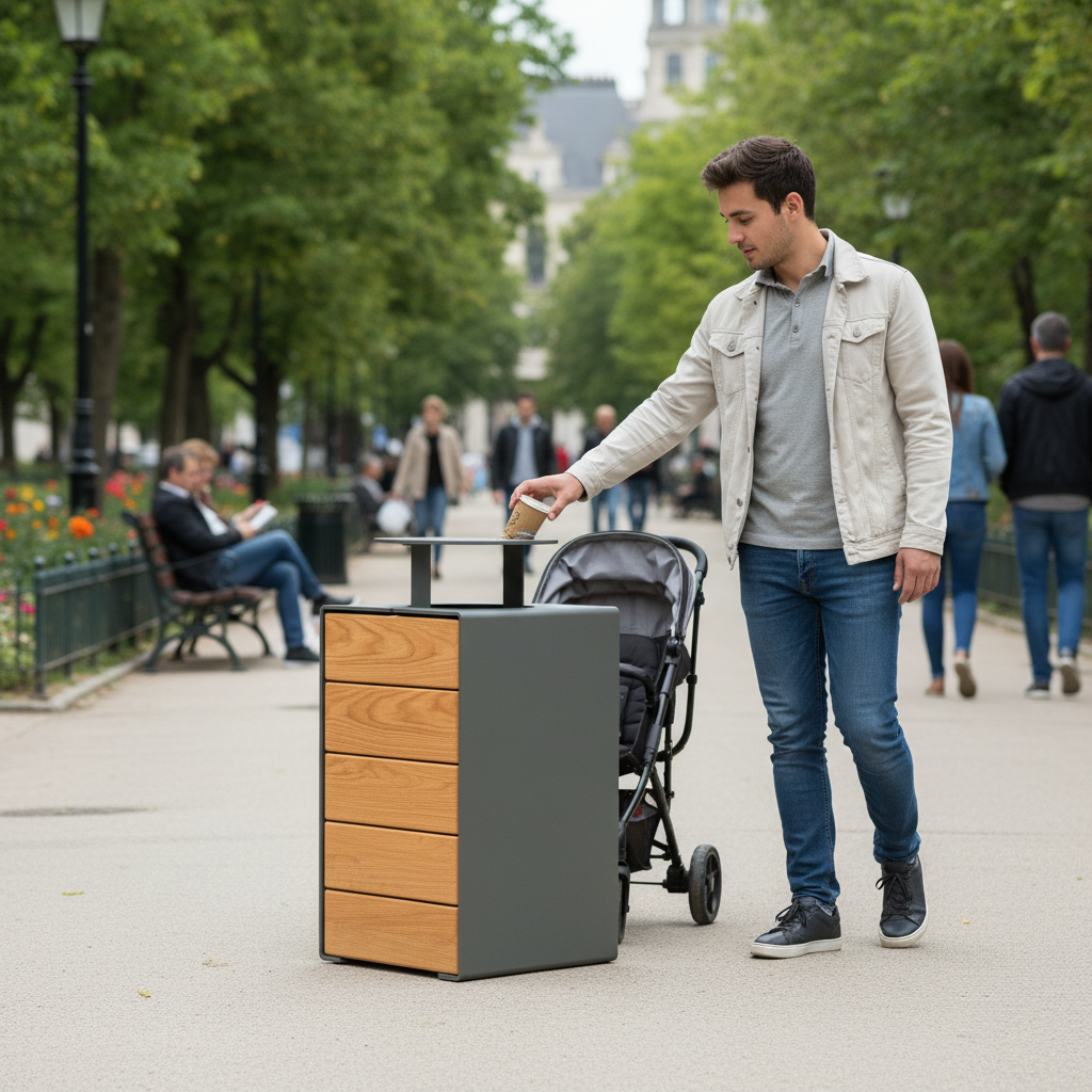 Heavy Duty 120L Litter Bin with User-Friendly Front Door for Easy Bag Handling and Emptying - side view | Barriers Co