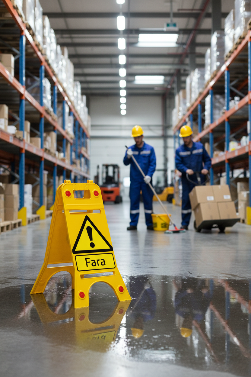 Premium Floor Standing Warning Sign for Chemical Spills - Durable, Reflective, and Foldable Design with Clear Messaging