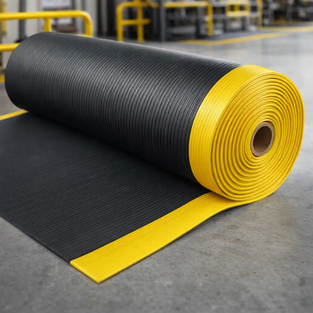 Anti-Fatigue Mat – Black & Yellow – 9.4mm Thick – Light Duty