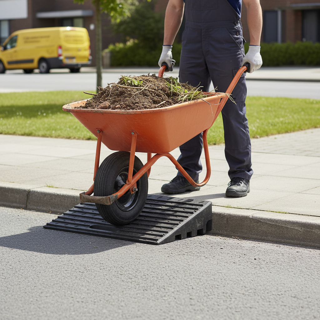Premium Heavy Duty Car and Wheelbarrow Kerb Ramp for Safe Vehicle Access - High-Quality Professional Grade for Industrial and Commercial Applications