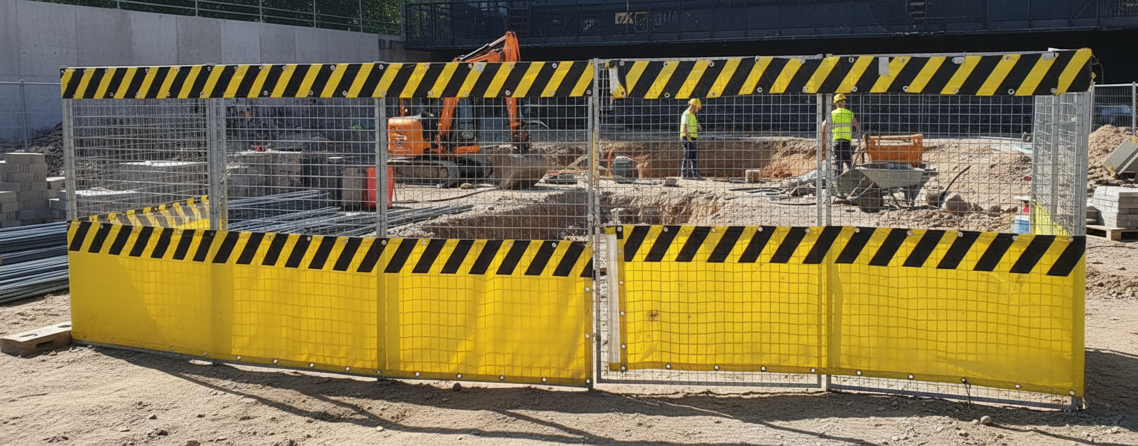 Premium High-Visibility Warning Cover for Temporary Fences - Yellow and Black, Fits Standard Panels 2m x 3.5m, Enhances Safety