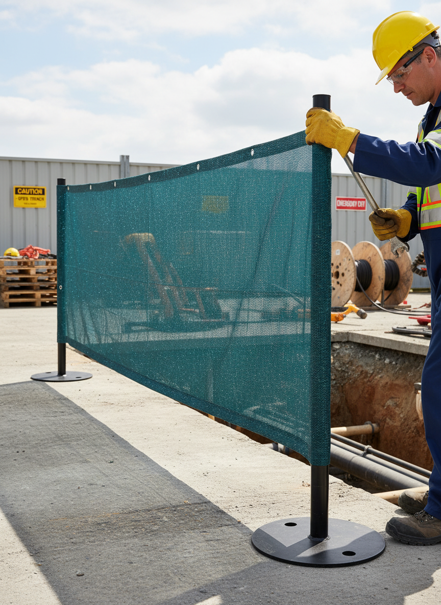 Premium Mobile Fence Net 3.50m x 2.00m - Wind Permeable, Site Protection with Cable Straps