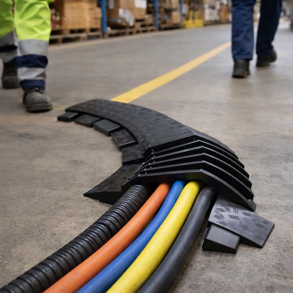 Cable Protector – Black – 45 Degree Curve – Indoor/Outdoor Use