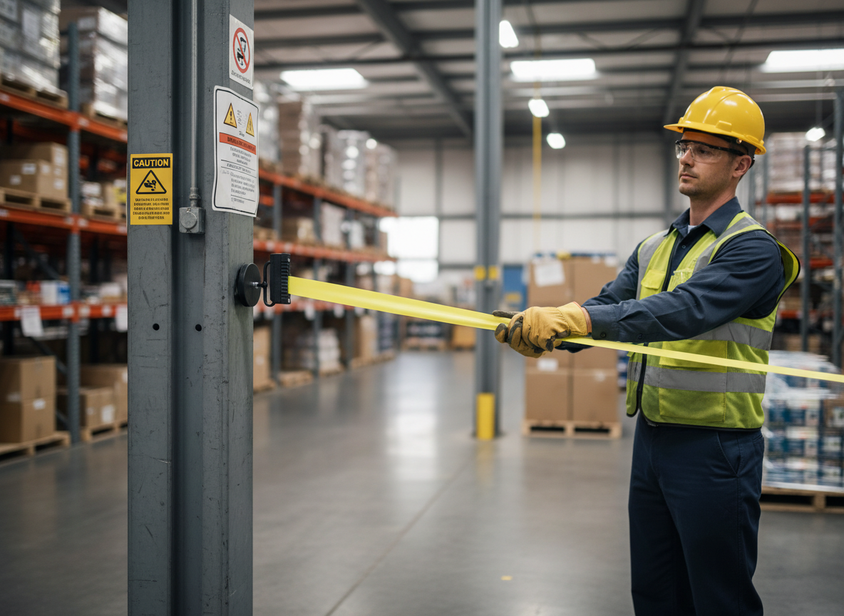 Premium Magnetic Belt End for Wall-Mounted Barrier Systems with Quick Secure Connection