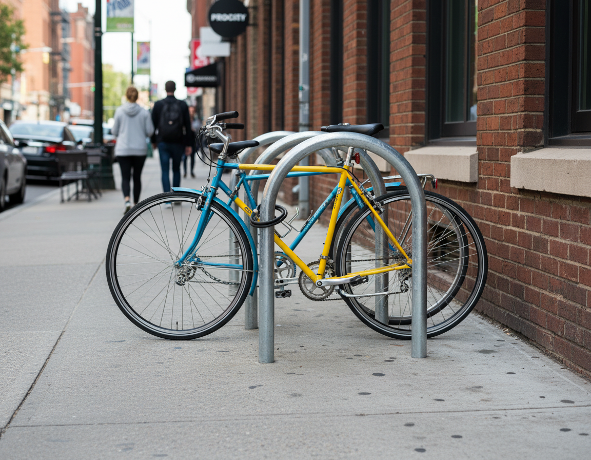 Premium 60mm Trombone Cycle Stand for Secure Bicycle Parking with Galvanised Finish - side view | Barriers Co