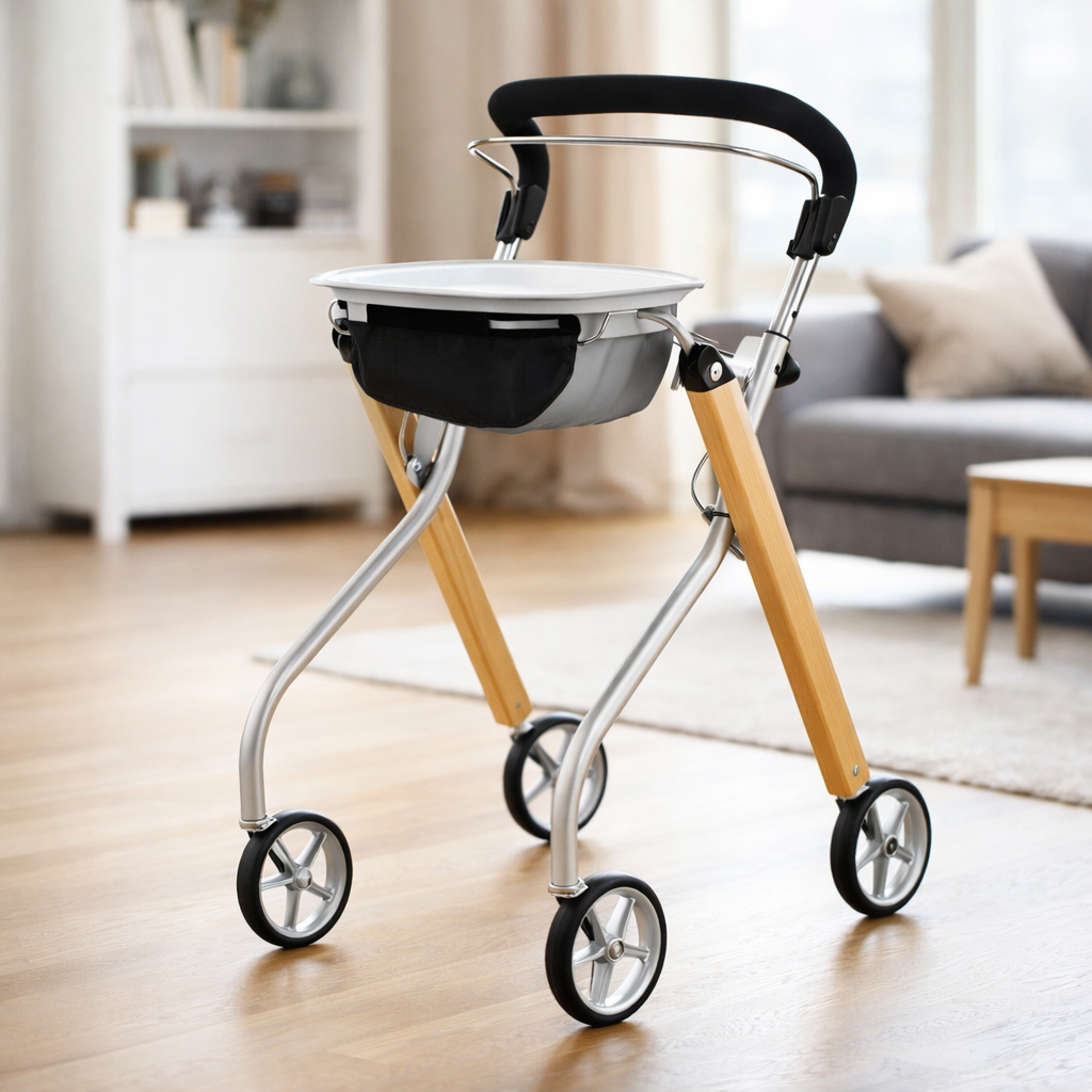 Indoor Rollator – White – 100kg Capacity – Mobility Aid