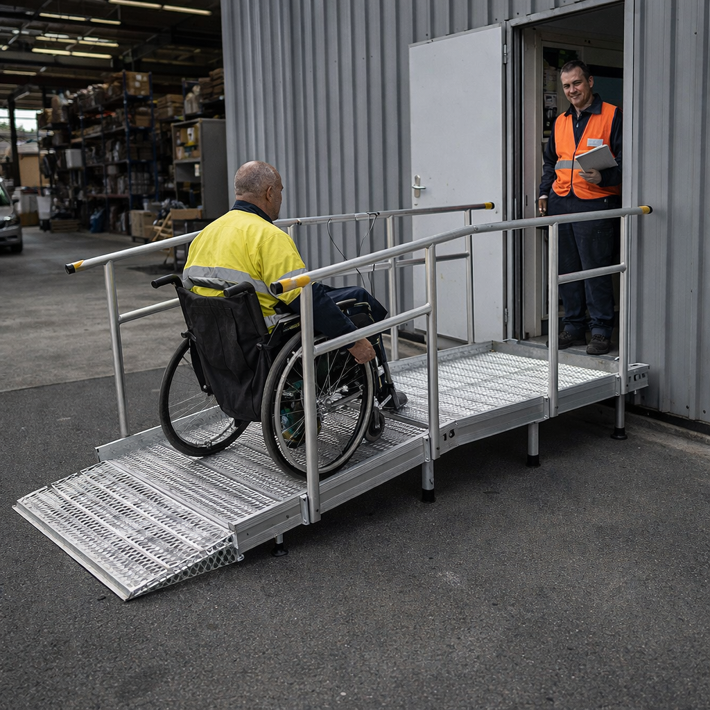 Aluminium Modular Ramp Kit – 1300mm x 3000mm – Handrails – Wheelchair Access