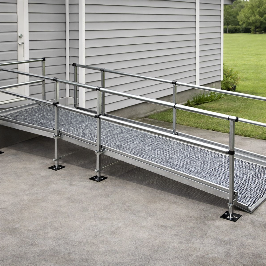 Modular Wheelchair Ramp Kit – 1080mm x 3500mm – Double Handrails – Mobility Access