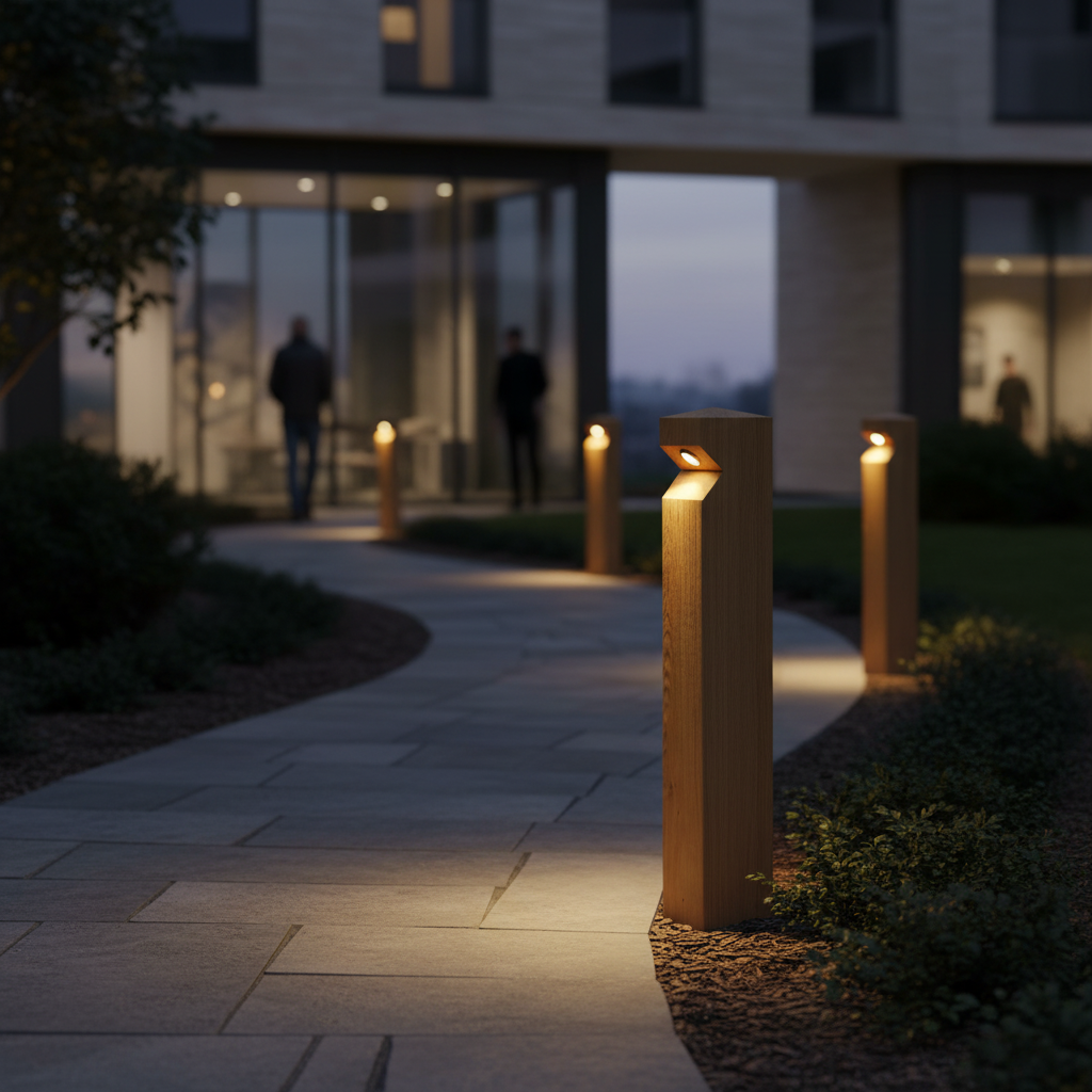 Premium Single Wooden Bollard Light with Energy-Efficient LED for Outdoor and Pathway Lighting