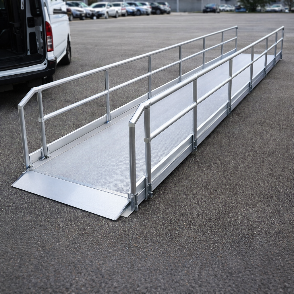 Vehicle Accessible Ramps – 5790mm Long x 1000mm Wide – Handrails – Commercial Use