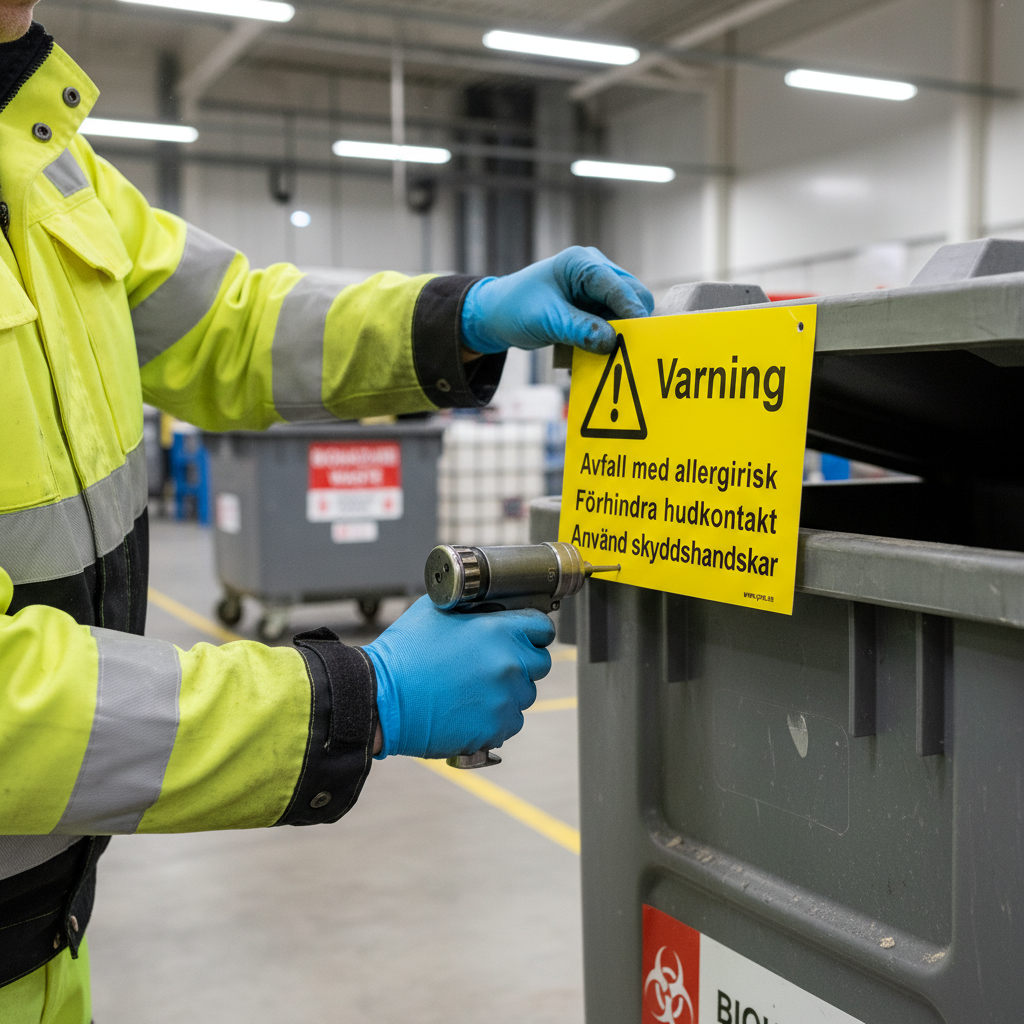 Premium Warning Sign for Allergic Waste - Durable Materials and Sizes for Safety in Public and Industrial Environments