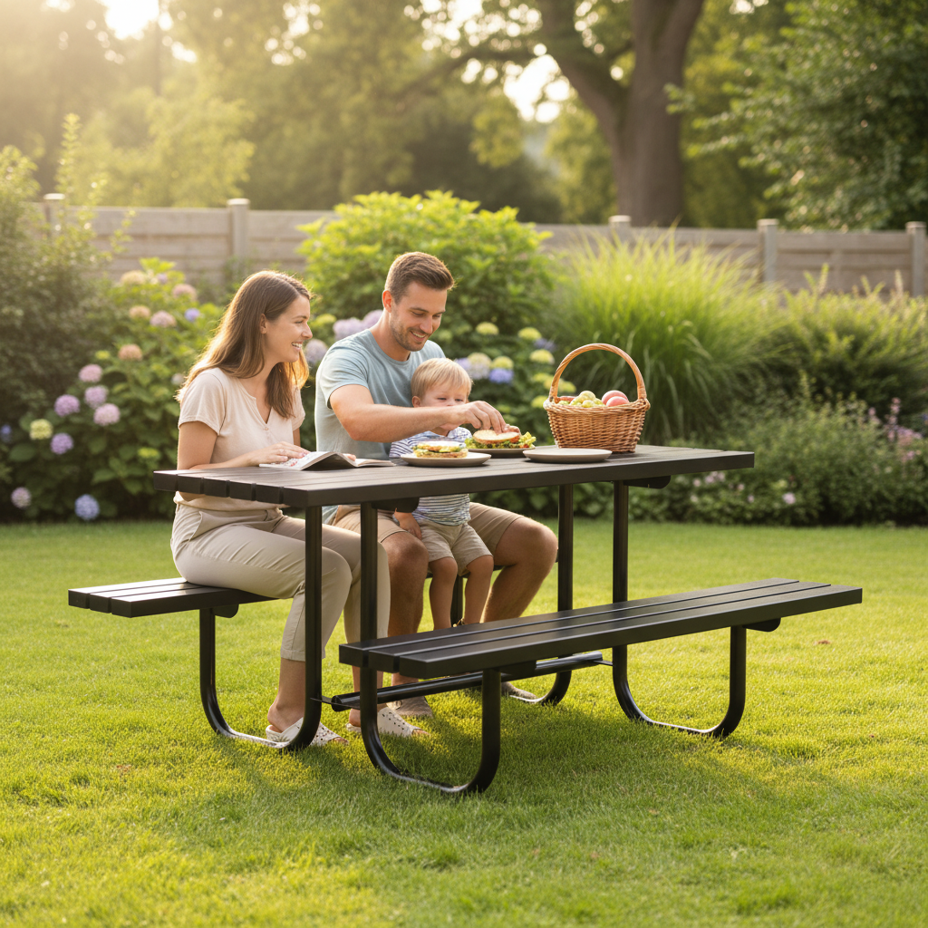 Premium Heavy Duty Picnic Bench 1.8m - Full Metal Construction with Galvanized Steel for... - side view | Barriers Co