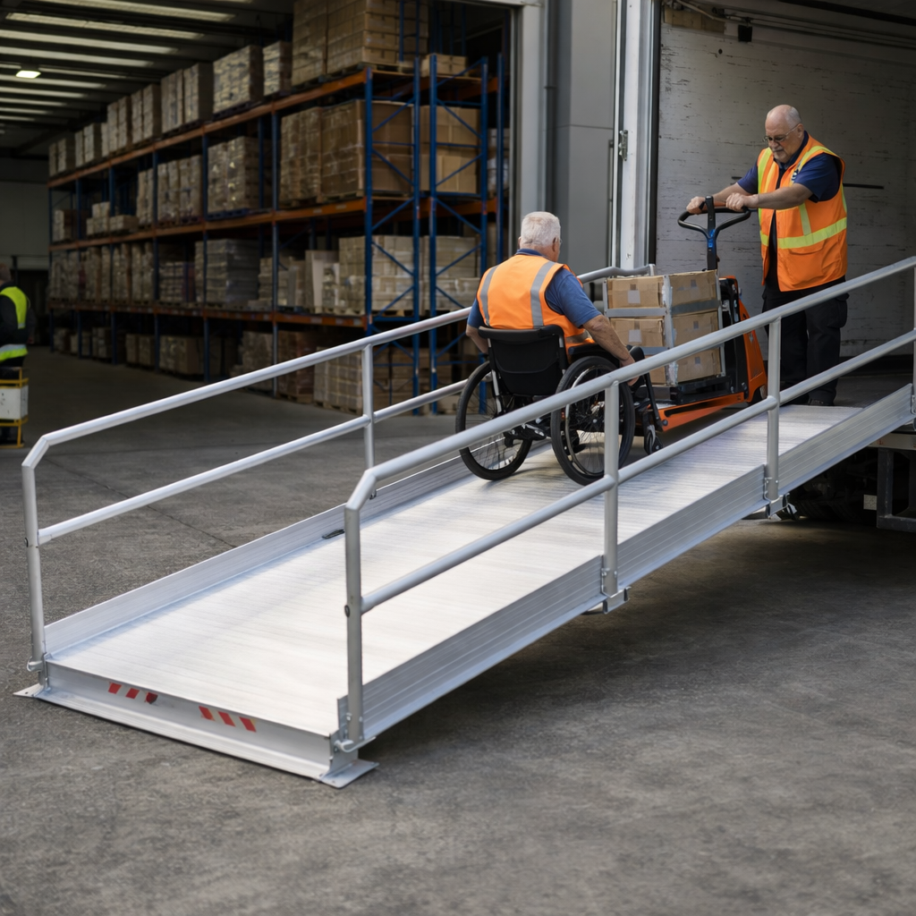 Vehicle Accessible Ramps – 5790mm Long x 1000mm Wide – Handrails – Commercial Use