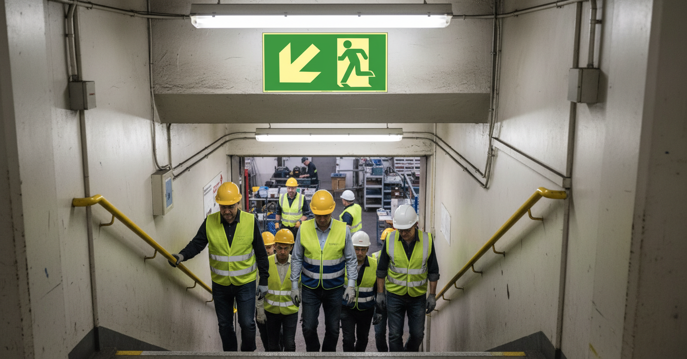 Premium Emergency Exit Sign - Left Direction with Photoluminescent Coating, Available in Multiple Sizes