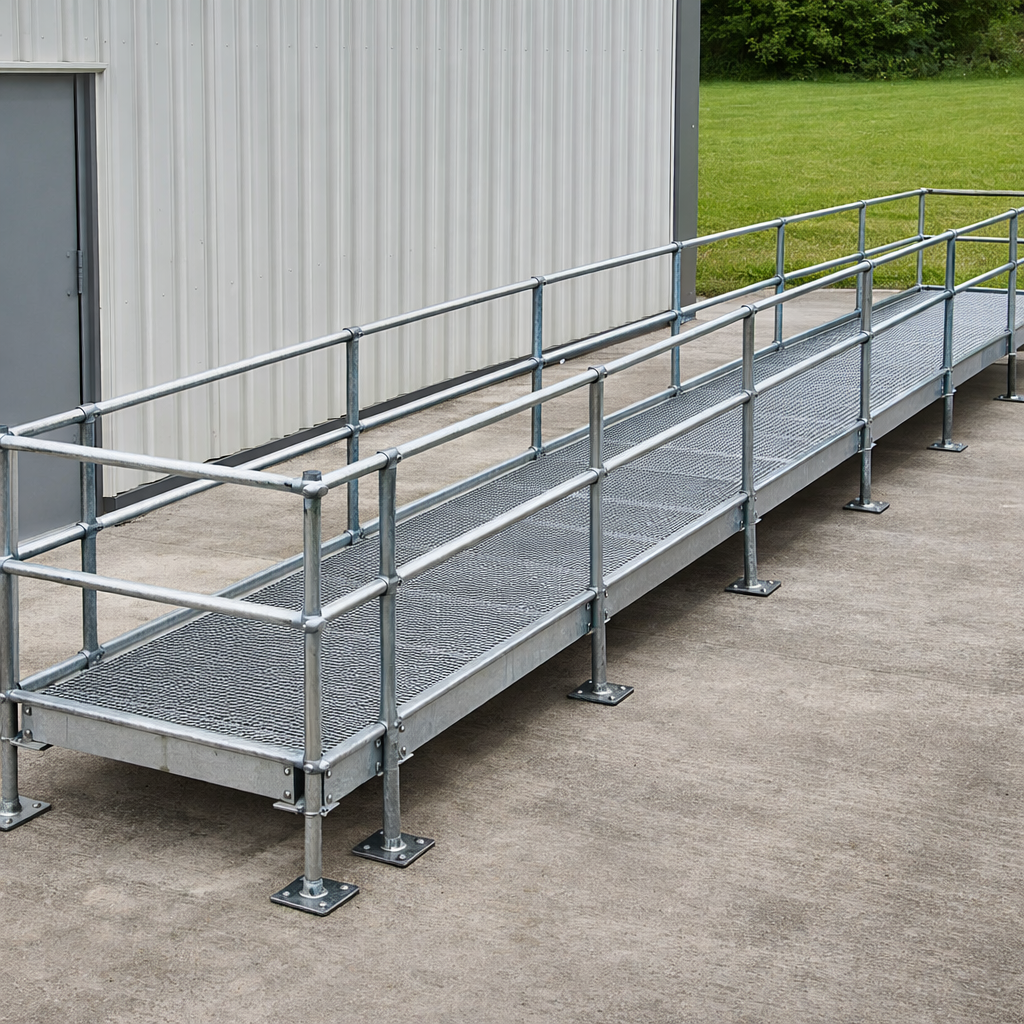 Modular Wheelchair Ramp Kit – 1080mm x 9000mm – Double Handrails – All Weather