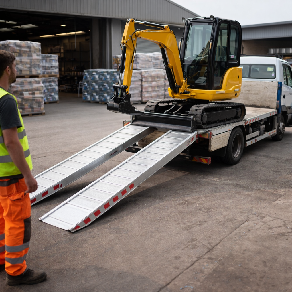 Extra Wide Aluminium Loading Ramps – 3500x480mm – 5540kg Capacity – Industrial