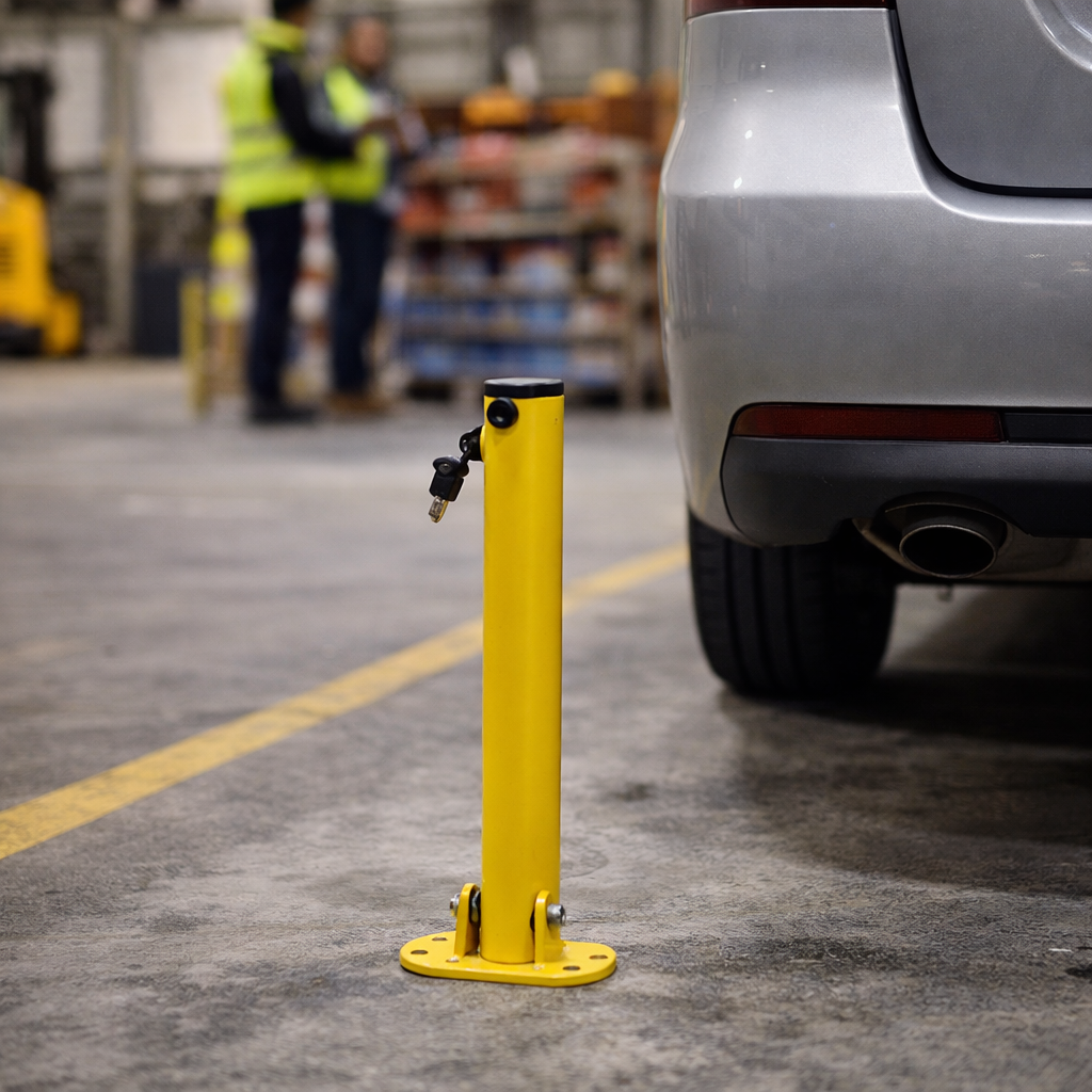 Folding Parking Bollard – Yellow – Easy to Fit – Outdoor Use