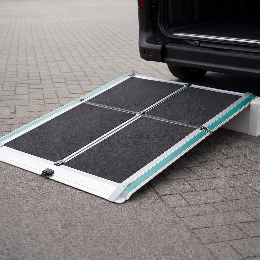 Portable Loading Ramp – White – 275-475kg Capacity – Wheelchair & Scooter Use