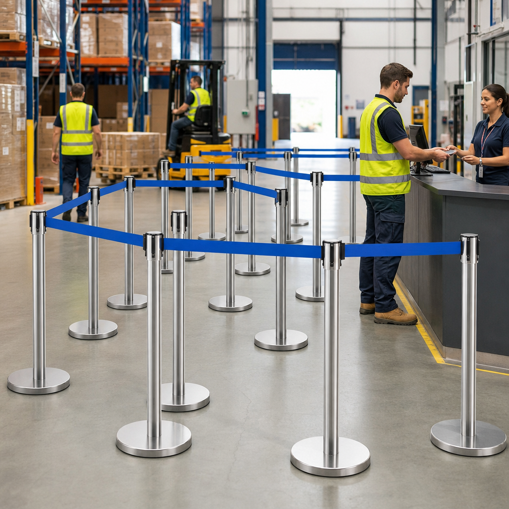 Belt Stanchion Set with 2m Blue Belt for Event Management (Pack of 20)