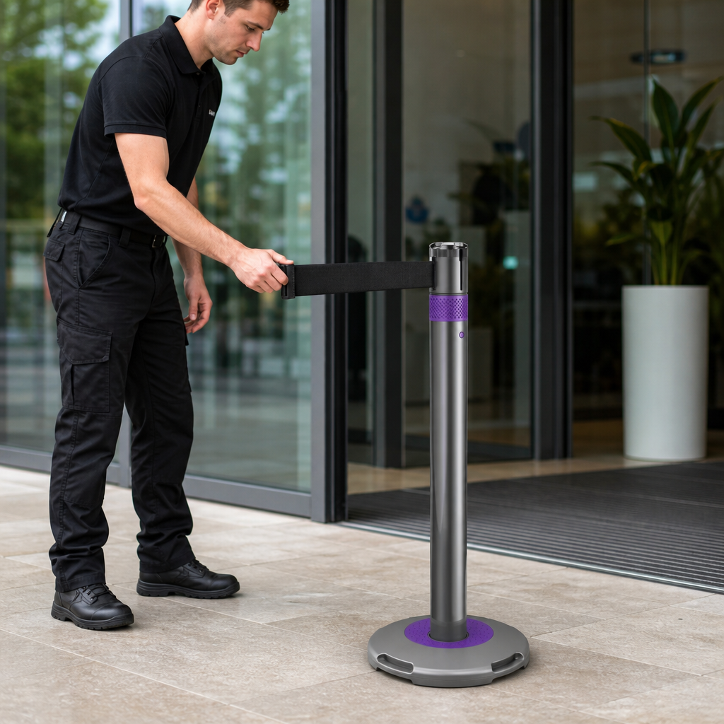 Retractable Queue Barrier 3.0m x 50mm for Indoor & Outdoor Use
