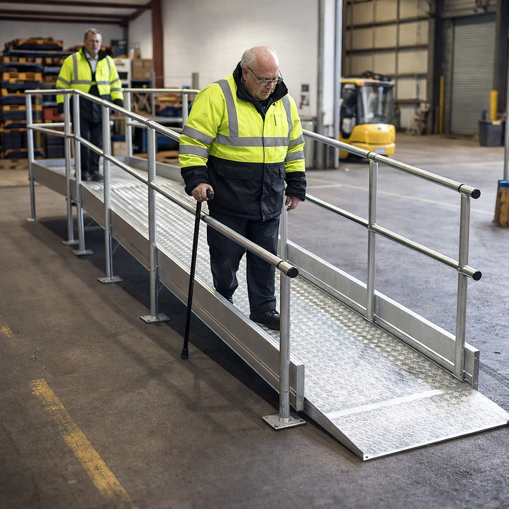 Modular Ramp Kit – 1500mm x 5700mm – Double Height Handrails – Wheelchair Access