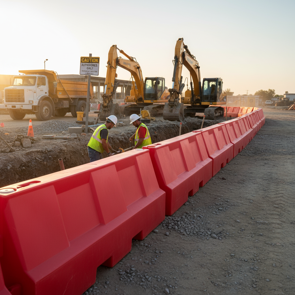 Premium 2m Water Filled Barrier - UV Stabilized, Ideal for Traffic Separation, Red and White Colors - side view | Barriers Co