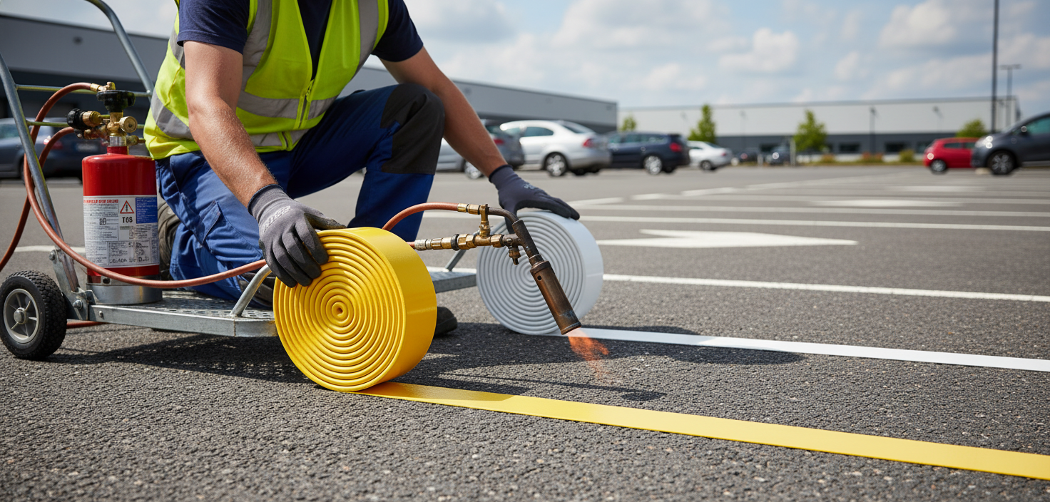 Premium Thermoplastic Road Marking Rolls for Long-Life Performance - Various Widths in White or Yellow