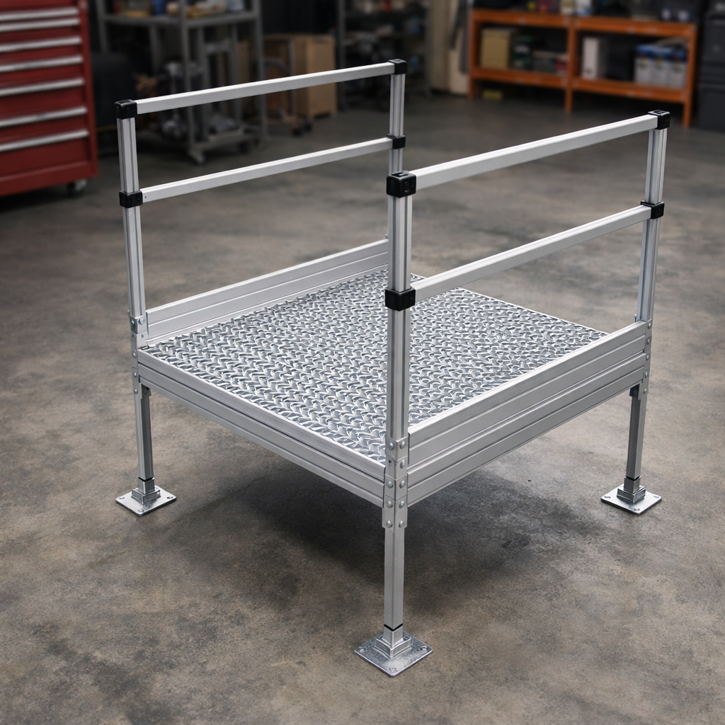 Platform Kit – 1.1m x 1.1m – Mesh Surface & Safety Edges – Modular Ramp