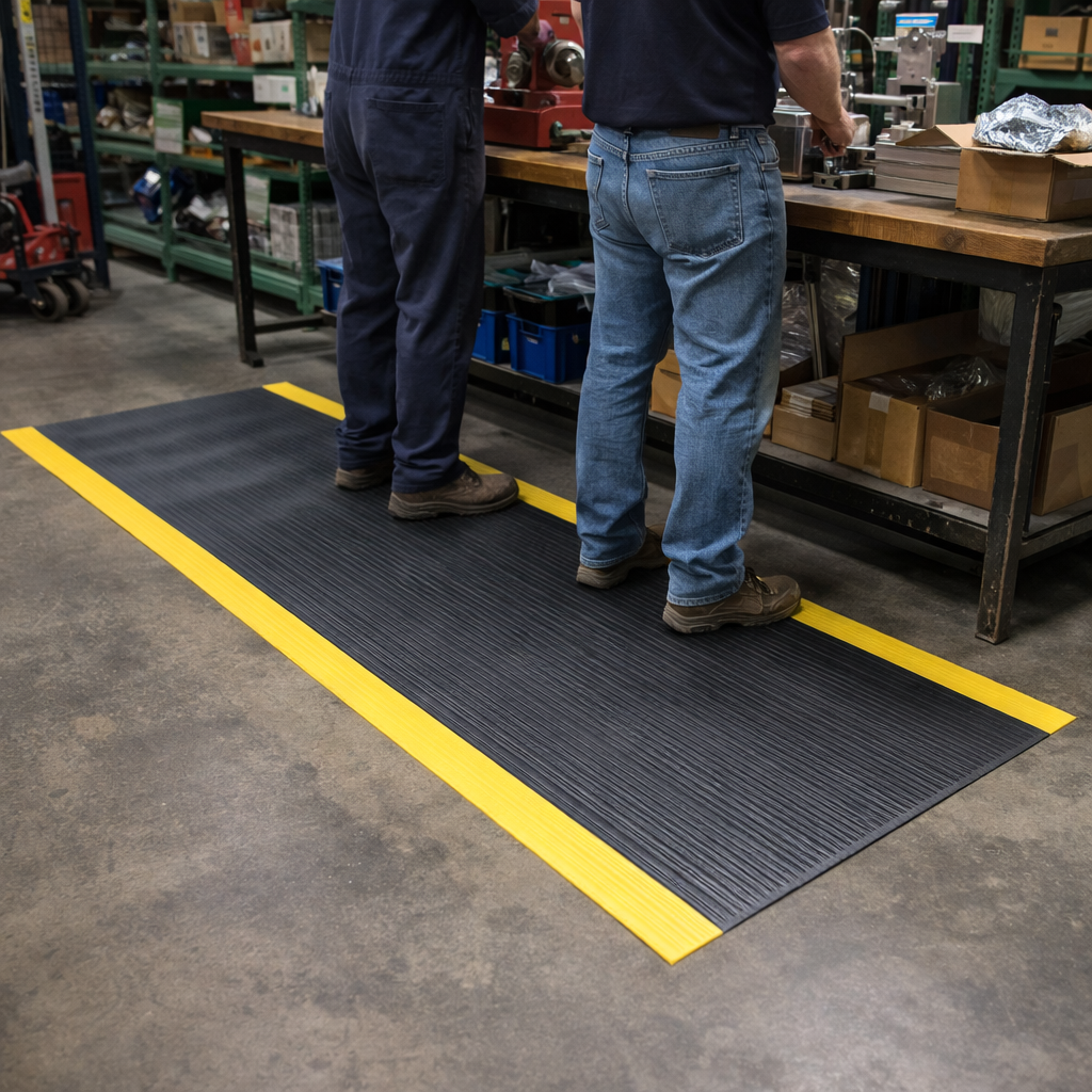 Anti Fatigue Mat – Black & Yellow – 9.4mm Thick – Light Duty