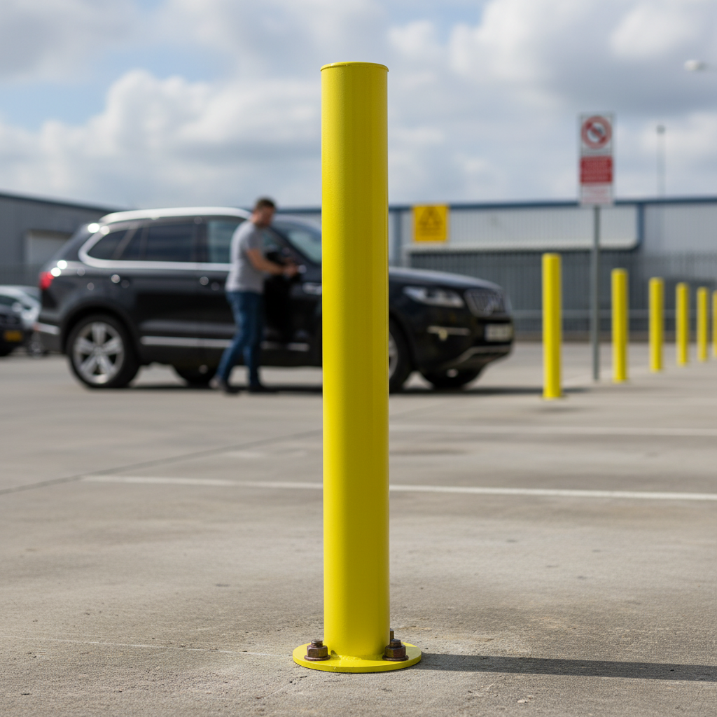 Premium Heavy Duty Fixed Yellow Steel Bollard 1000mm for Traffic Control and Parking Protection
