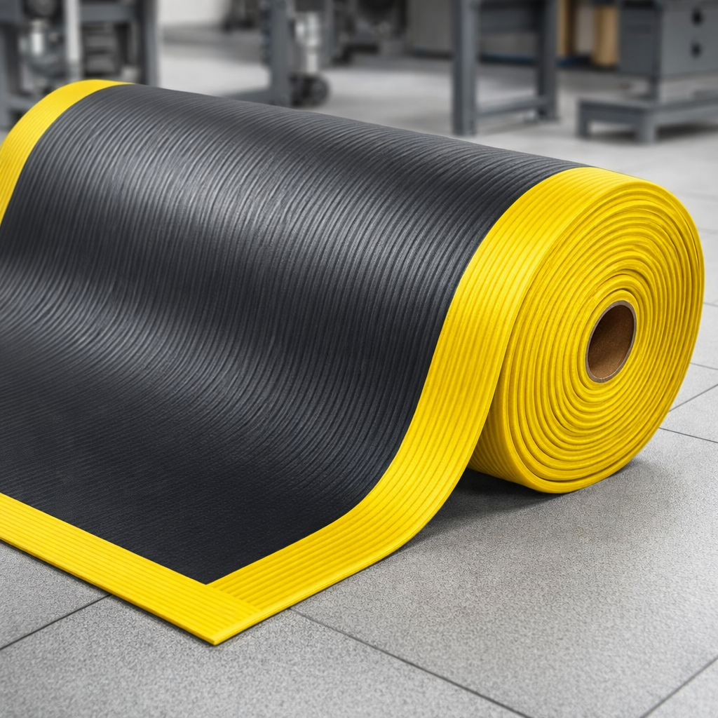 Anti-Fatigue Mat – Black & Yellow – 9.4mm Thick – Light Duty