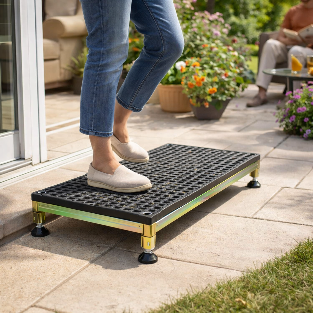 Adjustable Safety Step Stool – White – 300kg Capacity – Indoor/Outdoor Use