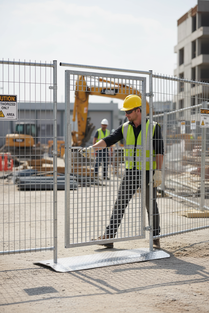 Premium Mobile Fence Door with Handle – Durable Steel Construction for Secure Access at Construction Sites and Temporary Areas