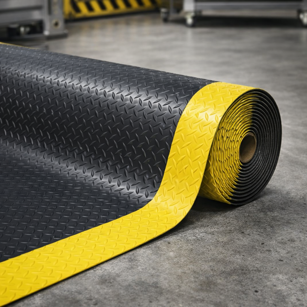 Anti-Fatigue Mat – Black & Yellow – 14mm Thick – Industrial Use