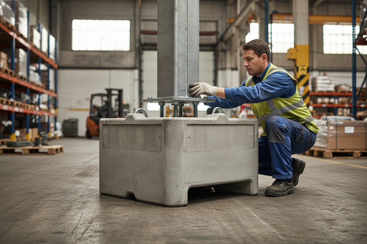 Heavy Duty Concrete Mounting Base for Traffic Signs - 600 kg Capacity with Customization Options