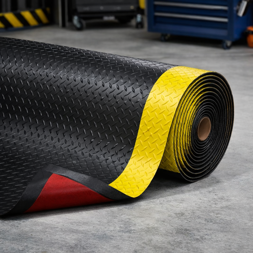 Anti-Fatigue Floor Mat – Black & Yellow – 14mm Thick – Industrial Use