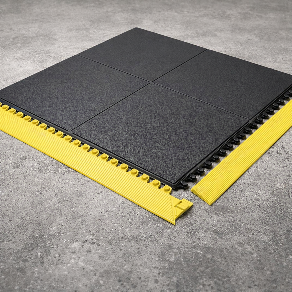 Anti-Fatigue Rubber Mat Tile – 91cm x 91cm – Interlocking – Industrial
