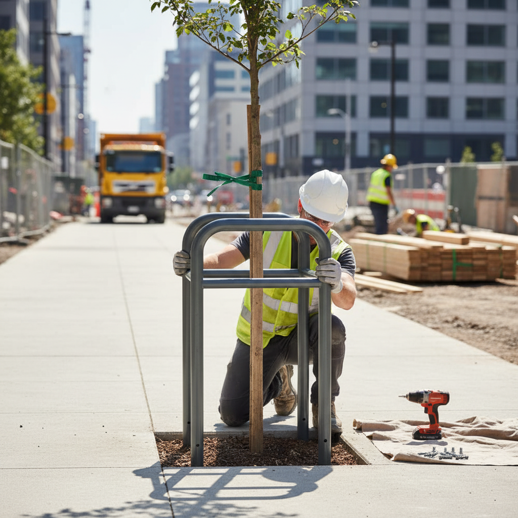 Premium Anti-Nudge Hoop for Trees and Posts - Heavy Duty Steel Tube Construction with Welded Cross-Bars for Nesting