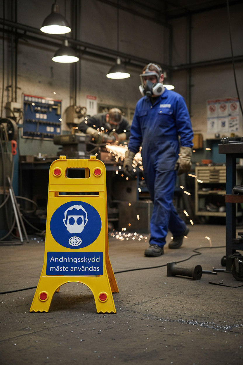 Premium Floor Standing Sign for Respiratory Protection Usage - Durable and Lightweight with High Visibility Reflectors