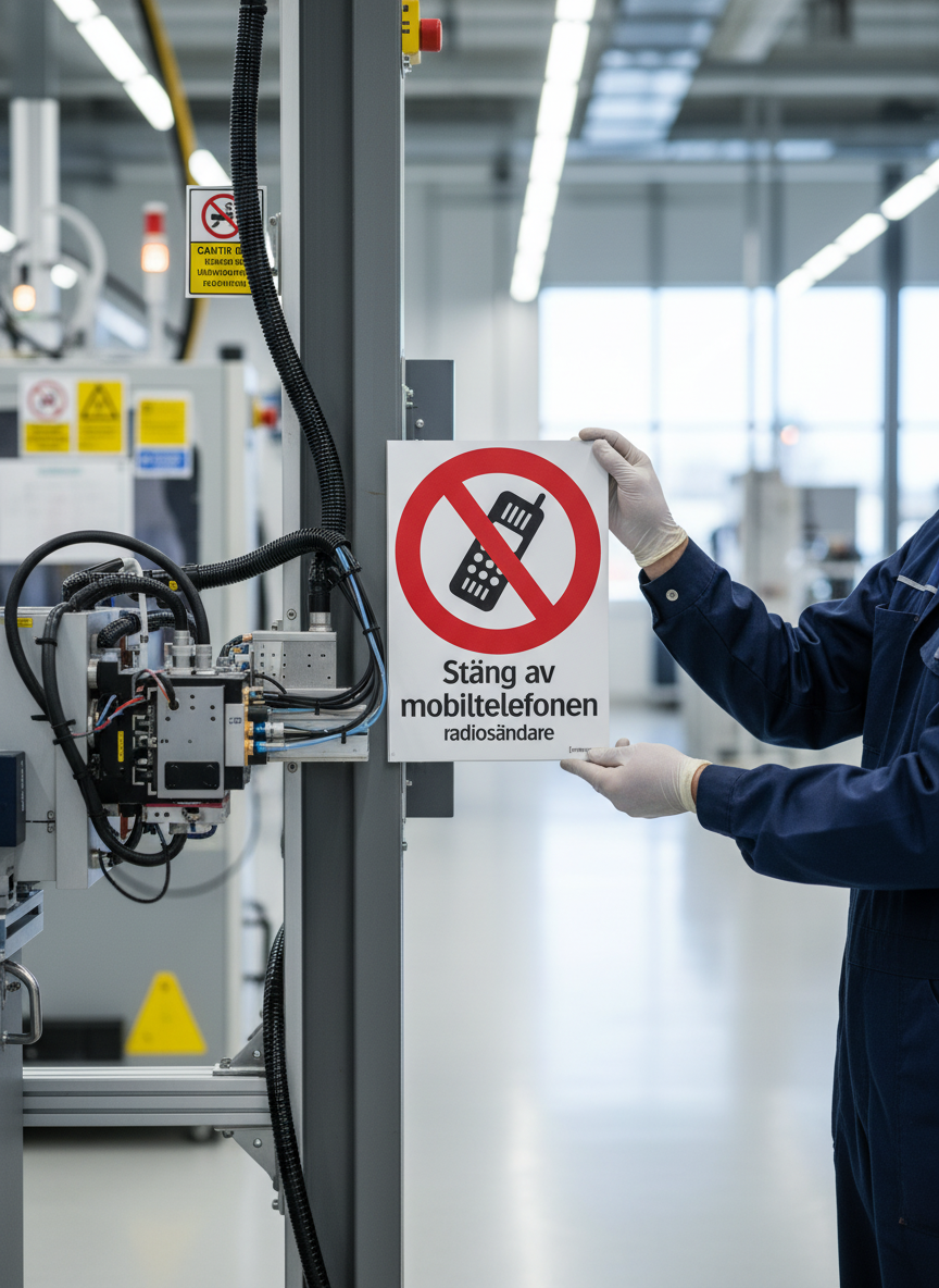 Premium Prohibition Sign - Turn Off Mobile Phone Transmitter in Various Materials and Sizes for Clear Workplace Safety