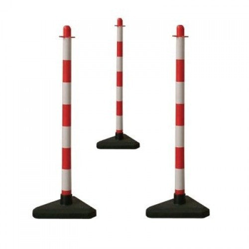 Premium Red & White Chain Safety Post – Concrete-Filled Base | Ultra-Stable, High-Visibility Barrier