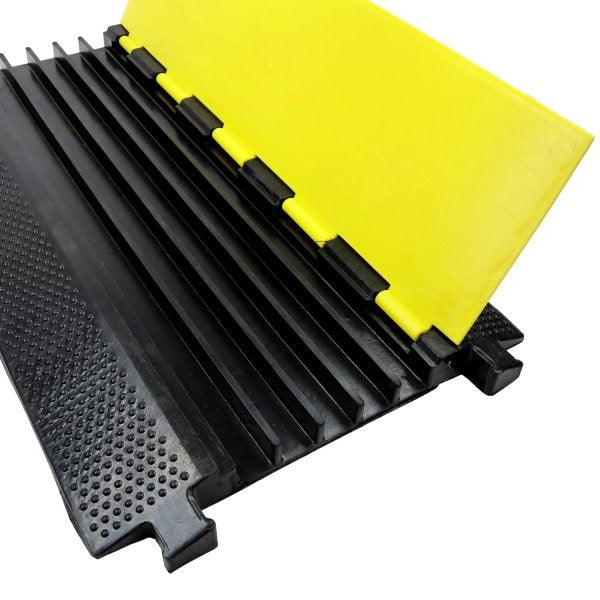 Heavy-Duty 5 Channel Cable Protector Ramp – Outdoor Rubber Cable Cover for Road Safety, Events & Construction Sites