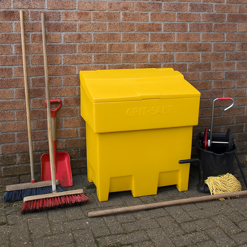 200 Litre Heavy-Duty Yellow Grit Bin – UV-Stabilised, Stackable, Weatherproof 2