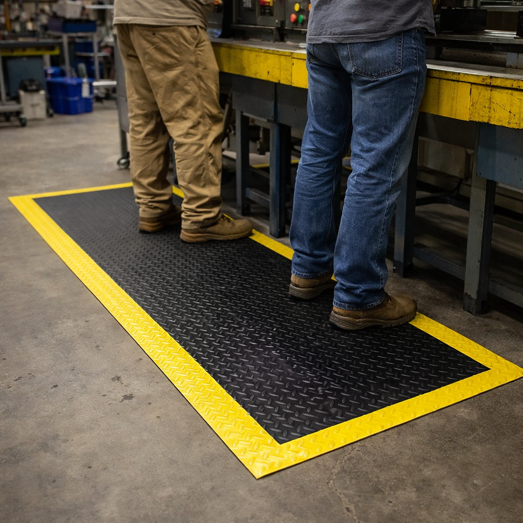 Ergonomic Anti-Fatigue Mat – Black Yellow – 14mm Thick – Commercial Use
