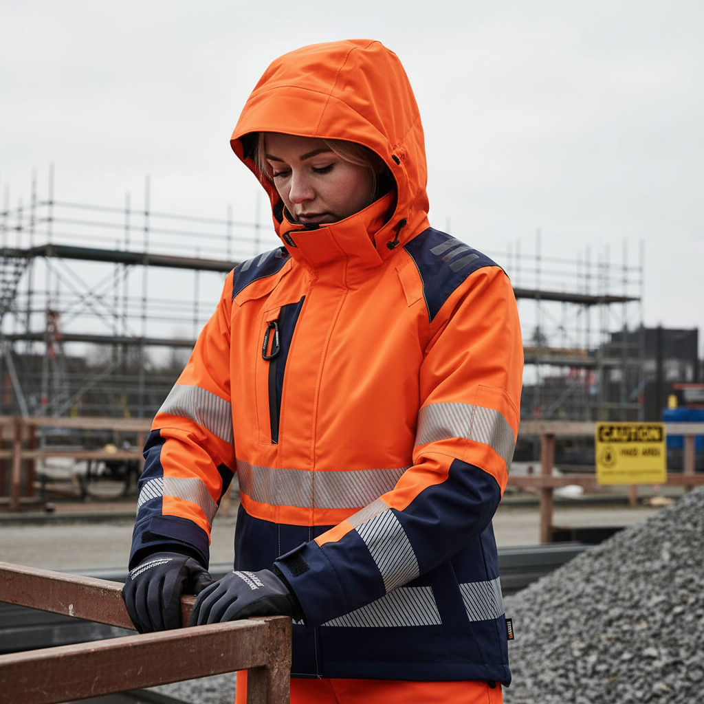 Professional Women's Hi-Vis Shell Jacket - Windproof, Waterproof with Detachable Hood and Ventilation Features